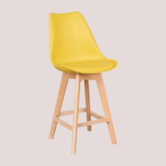 Sklum Pack De 4 Taburetes Altos 65 Cm Con Coj&iacute;n En Polipiel Nordic Sklum