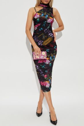 Versace Jeans Couture Dress With Colorful Print, Womens, Black
