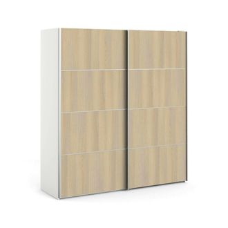 Dmora Armario 2 Puertas Cassandre, Muebles De Dormitorio, Vestidor, Armario De Ropa, 182x64 H202 Cm, Roble Y Blanco - Dmora