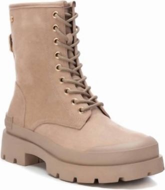Xti Womens Suede Lace-Up Booties In Beige