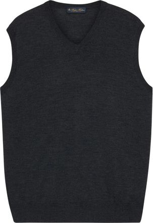 Brooks Brothers Merino Wol Trui Vest - Heren - Spencers - Grijs - 3XL - Wol - Truien & Vesten