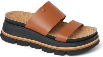 Reef Vista Luxe Siaa Platform Wedge Slide Sandal in Cocoa/Black at Nordstrom, Size 8