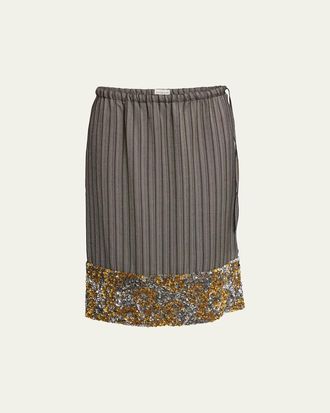 Dries Van Noten Scotts Embellished Stripe Jacquard Pencil Skirt