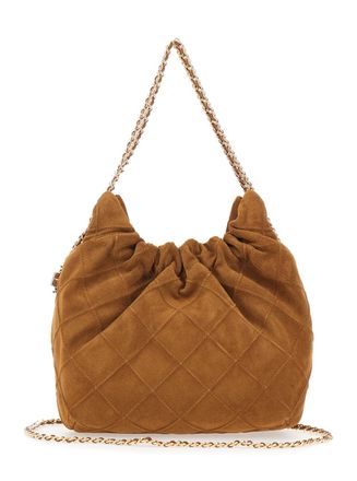 Tory Burch Womens Shoulder Bag Fleming Mini Brown Suede Bovine