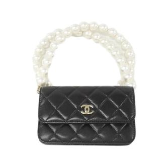 Chanel Tweedehands leren portemonnees - Dames - Pre-owned - Zwart - Maat: ONE Size Leer