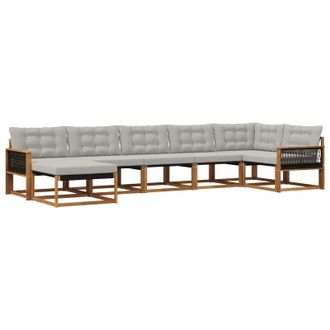 vidaXL Set Di Divani Da Esterno 7 Pz Naturale E Grigio Chiaro Vidaxl