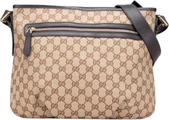 Gucci Pre-owned Cross Body Bags, female, Beige, Size: ONE SIZE Pre-owned Canvas Crossbody Bag