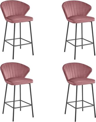 OEM Taburete Gatta - Terciopelo Rosa Oscuro / Patas Negras X 4