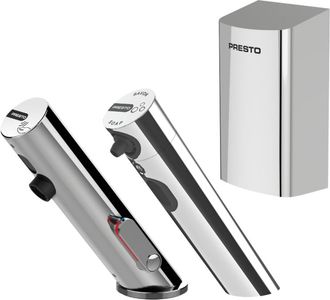 Presto Pack De Grifo Mezclador Infrarrojo Con V&aacute;lvula De Cierre + Dispensador De Jab&oacute;n Infrarrojo + Secador De Manos Presto Linea Cromo