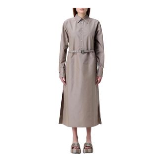 Fendi Shirt Dresses, female, Beige, Size: 2XS Elegant Belted Shirt Dress Midi