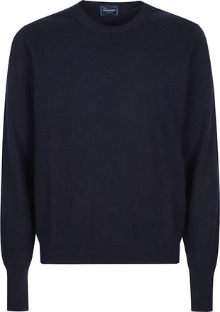 Drumohr Navy Cashmere Round-Neck Sweater
