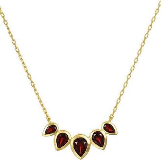 Satya Jewelry Ignite Strength Garnet Petal Necklace in Red at Nordstrom