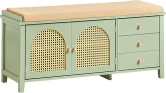 SoBuy Banco Zapatero Con 2 Puertas Y 3 Cajones Armario Multifuncional Para Entrada Con Coj&iacute;n 100 X 34 X 46 Cm Verde Fsr129-gr Sobuy Es