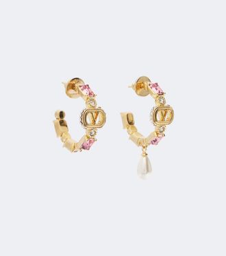 Valentino Ovalette embellished hoop earrings
