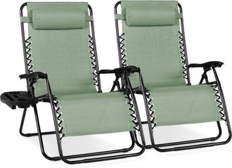 Best Choice Products Set of 2 Extra Wide Zero Gravity Lounge Chair Recliners w/ Cup Holder