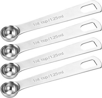 OEM Set Di 4 Misurini Da 1/4 Di Cucchiaino, Da 1/4 Di Cucchiaino E Da 1,25 Ml, In Acciaio Inossidabile, Ideali Per Misurare Con Precisione Ingredienti In 