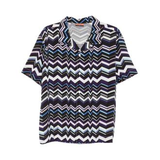 Missoni Short Sleeve Shirts, male, Multicolor, Size: L Bowling Shirt in Viscose with Zigzag Print