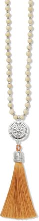 Brighton Womens Marrakesh Neutral Tassel Necklace In Silver-Cream