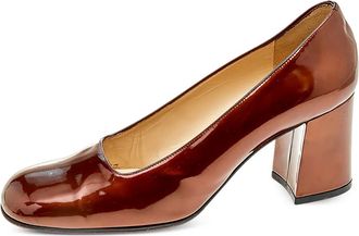 Gucci 75mm glossy block-heel pumps - women - Leather/Patent Leather/Rubber/Leather - 39 - Brown