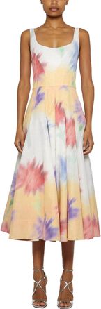 Prabal Gurung Corset Top Sun Midi Dress In White Multi