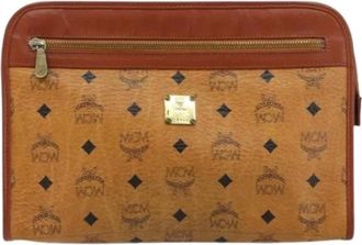 MCM Pre-owned Visetos Pouch - - Pre-owned - Donna - Marrone - ONE SIZE