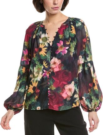 T Tahari Floral Button Blouse