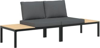 vidaXL 2 Piece Garden Sofa Set with Cushions Black Aluminium Vidaxl