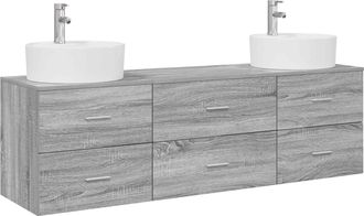 vidaXL Juego De Muebles De Ba&ntilde;o 3 Uds. Sonoma Gris 62,5 X 44,5 X 50 Cm Vidaxl