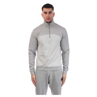 HUGO BOSS Sweater met gekleurde rits voor heren (Grijs)