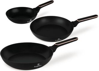 Berlinger Haus Berlinger Haus Berlinger Haus Juego De Sartenes Antiadherentes (3 Piezas) - Aluminio Forjado, Titanpro, Inducci&oacute;n, Mango Ergon&oacute;mico, Negro/rosa, Colec