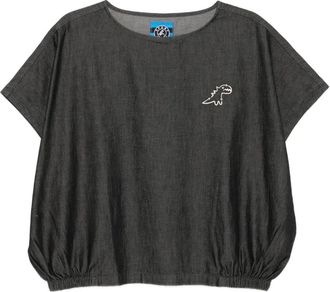 Sport b. Top in cotone con logo - Nero