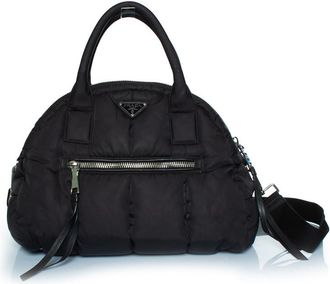 Prada Pre-owned Womens bomber bowler bag in black Nylon - One Size