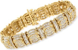 Ross-Simons Round and Baguette Diamond Bracelet in 18kt Gold Over Sterling