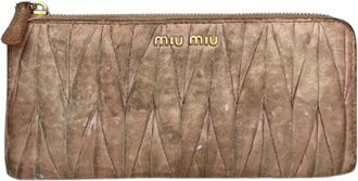 Miu Miu Pre-owned Leather Wallet - Dames - Vintage Accessoires - Beige - ONE Size - Leer - Vintage