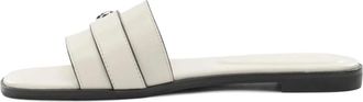 Tory Burch Schoenen, Dames, Wit, 38 1/2 EU, Leer, Romy Slide