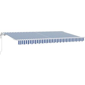vidaXL Toldo Retr&aacute;ctil Azul, Blanco 350 X 200 Cm Poli&eacute;ster, Aluminio Vidaxl