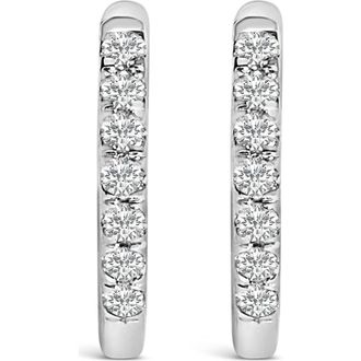 House of Brilliance 10K Gold 1/4 Cttw Diamond Double Sided Huggie Hoop Earrings in White at Nordstrom