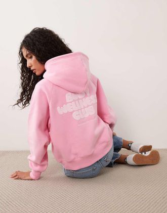 Cotton On felpa con cappuccio premium con stampa grafica rosa