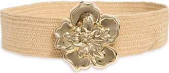 Steve Madden Flower Stretch Faux Raffia Belt in Natural at Nordstrom Rack, Size Large/x-Large