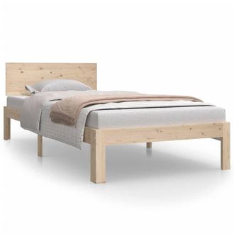 Berkfield Home Bed Frame Solid Wood Pine 90x200 cm in Light Tan