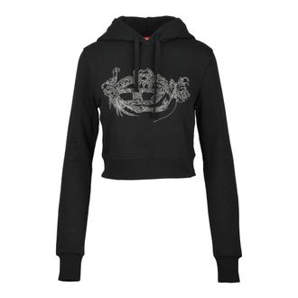 Diesel Felpa Corta - Dames - Hoodies - Zwart - S - Katoen - Hoodies & sweatvesten