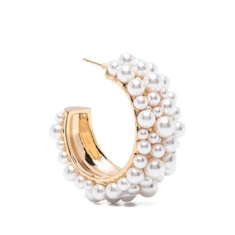 Self Portrait Pearl-embellished Hoop Earrings