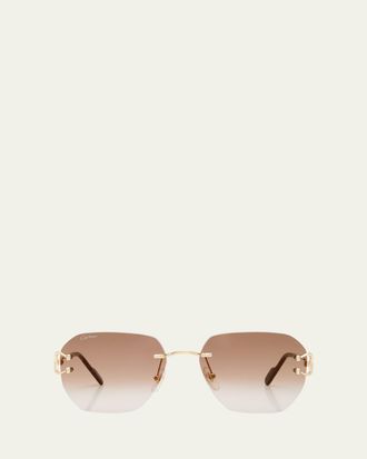 Cartier Rimless Square Metal Sunglasses