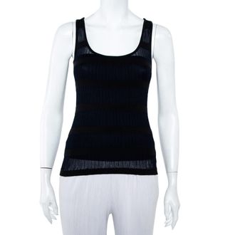 Emporio Armani Navy Blue & Black Knit Crossback Detail Tank Top