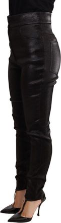 Dolce & Gabbana Black Silver Lurex Thread Cotton Stretch Womens Pants