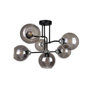 Netlighting Cosmo Multi Arm Semi Flush Ceiling Light Black Silver 55cm 6x E27