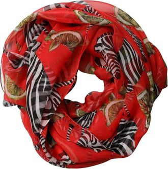 Dolce & Gabbana Silky Scarves, female, Red, Size: ONE SIZE Zebra Print Silk Wrap Shawl Stole Scarf