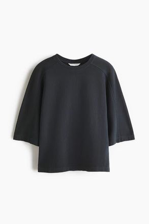 H&M Short-sleeved Cotton Sweatshirt in Dark Gray at Nordstrom, Size Medium
