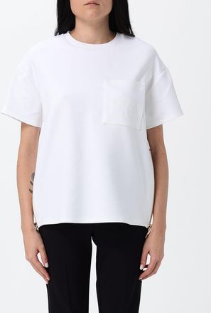 Elisabetta Franchi T-shirt in cotone con taschino e logo tono su tono