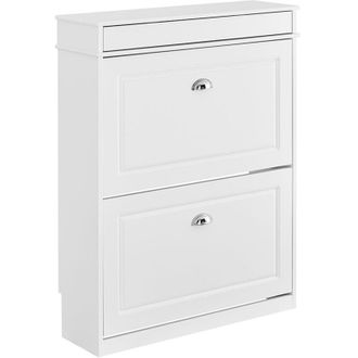 SoBuy SoBuy FSR78-L-W Scarpiera con 2 Ribalte, Mobile Porta Scarpe da Ingresso, Scarpiera Salvaspazio per 12 Paia, per Corridoio o Ingresso, 75x24x96cm